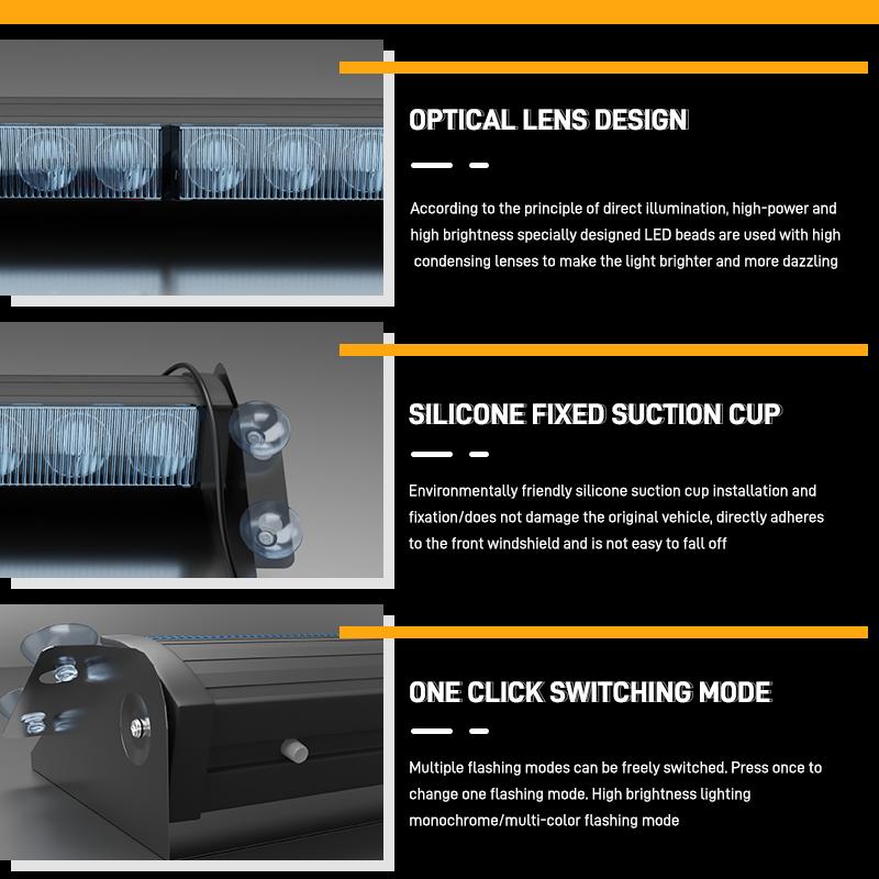 12V Car Flashing Signal Lamp 8LED Multi Mode Strobe Light Windshield Emergency Warning Lights Beacon Red Blue Auto Accessories