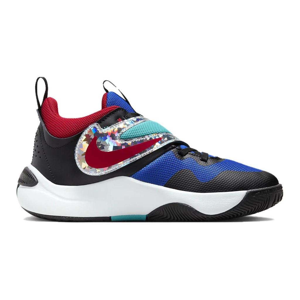 Nike Team Hustle D 11 Cushioning Breathable Low Top Children's Basketball Shoes Black Blue FJ1390-001