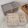 Drielaagse Transparante Acryl Sieraden Organizer Doos met Fluwelen Roosters voor Kettingen, Ringen & Armbanden