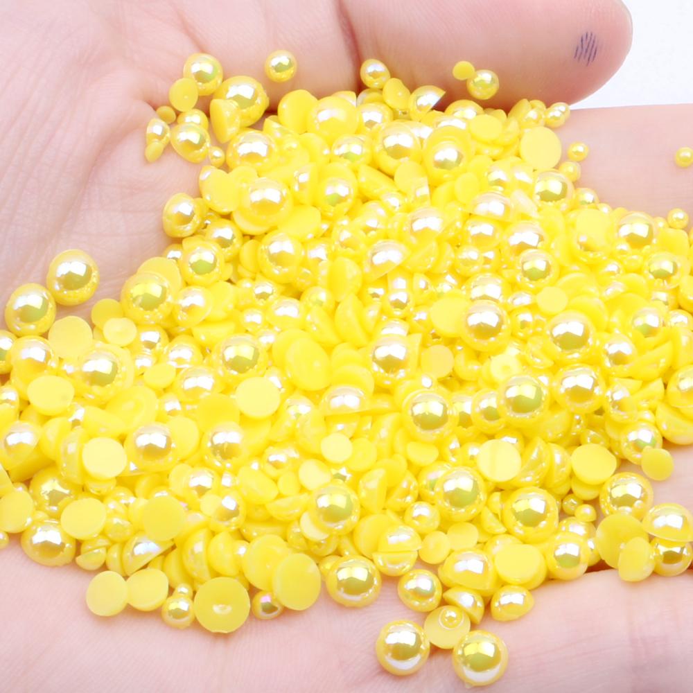 Resin Half Round Flatback Beads 2-6mm Mix Size Glue on Loose Rhinestones for Clothes Dresses DIY Crafts Scrapbook Decoration