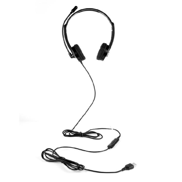Stereos Headphones with In Line Control Wire USB Headsets with Mics for Office Teaching and Gaming Wire Earphones