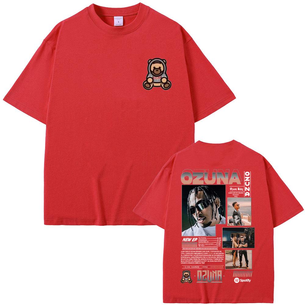 Rapper Ozuna Double Sided Print T-shirt Anuel AA Streetwear Men Women Hip Hop Oversized T-shirts Men's Fashion Vintage T Shirts