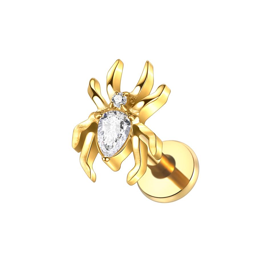 1PC Titanium Zircon Labret Piercings Lip Rings Gold Color CZ Cartilage Helix Lobe Conch Earring Stud Piercings Women Jewelry 16G