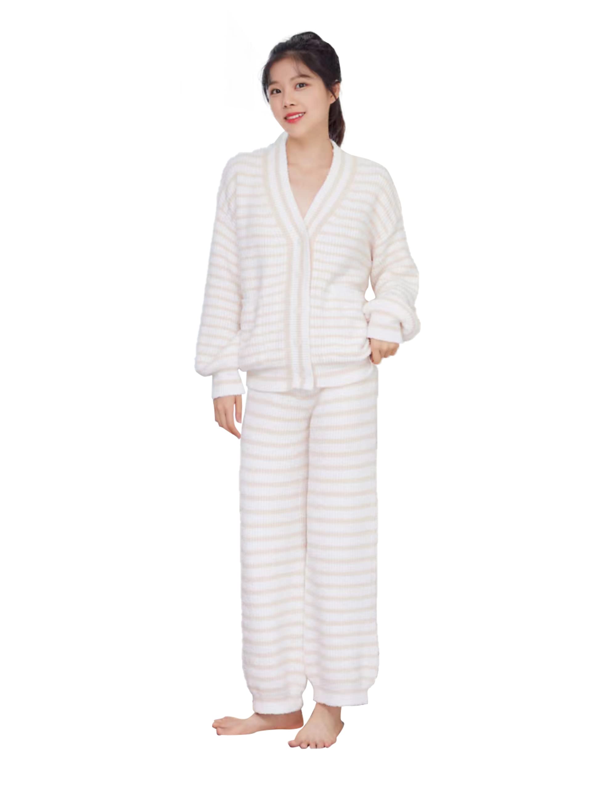 

Комната Пушистый верх и низ Длинный зимний абрикосовый [MiniZaru] Женская одежда, Пижама, Комплект, Кардиган, Домашняя одежда, Милый, Граница, Рукав, Весна, Осень,