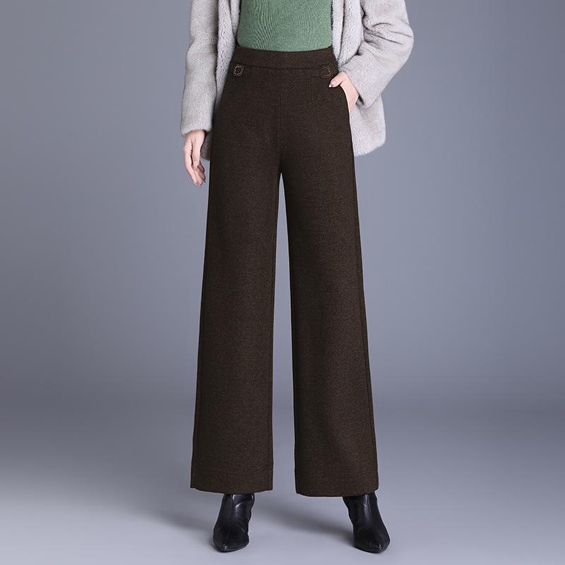 Women s Woolen High-Waisted Wide-Leg Pants: Winter 2025 Loose, Thick, Straight-Leg Casual Wear 2XL