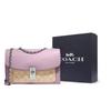 New COACH Lane Coated Canvas With Pebbled Leather Portable Crossbody Bag Shoulder Bag Women's Khaki Monogram & Pink CC330-SVV7O