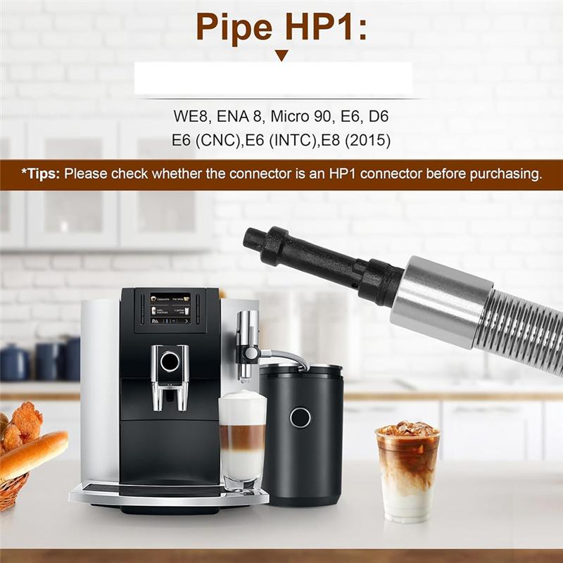 YCOC-Edelstahl-Milchschlauchgehäuse mit HP1-Adapter für Jura Kaffeemaschinenmodelle:WE8, ENA 8, Micro 90, E6, D6