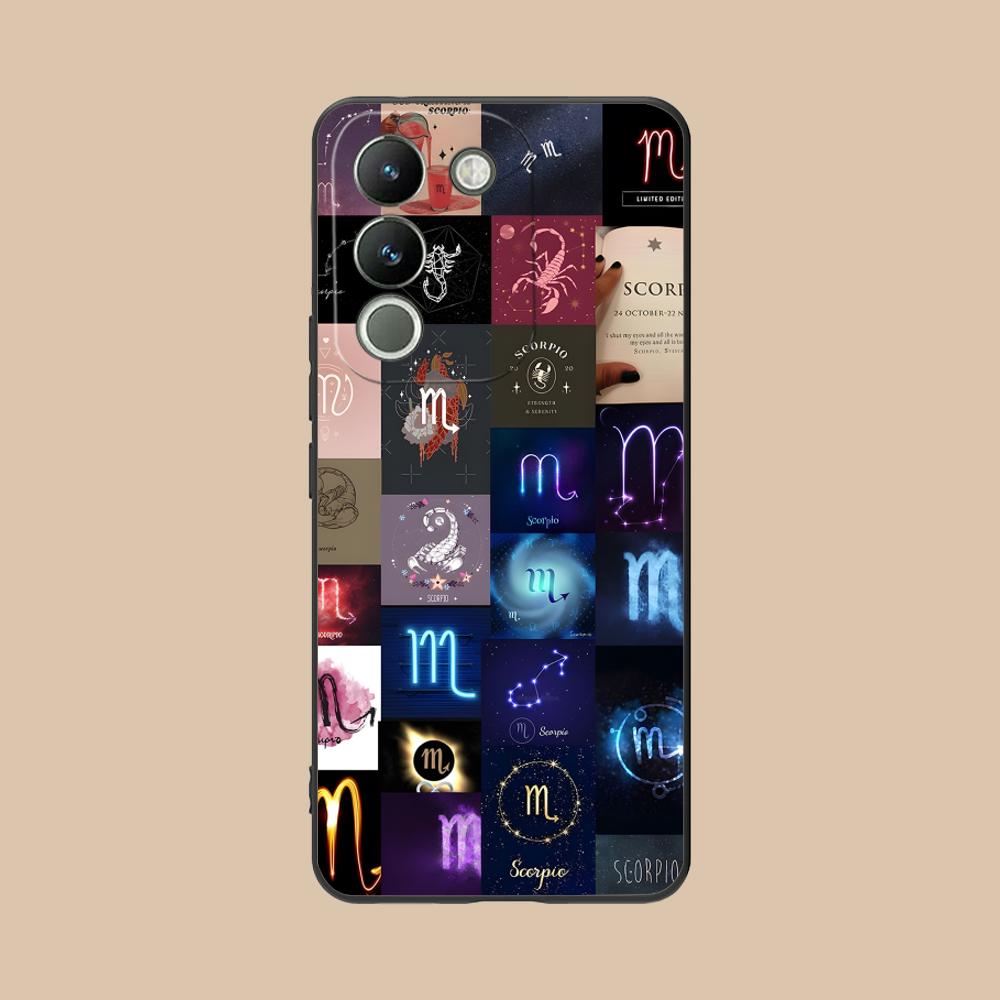Zodiac Sign Scorpio Phone Case for VIVO V60 V50 V40 V30 V29 V27 V25 V23 Pro Lite 5G Soft TPU Shockproof Cover