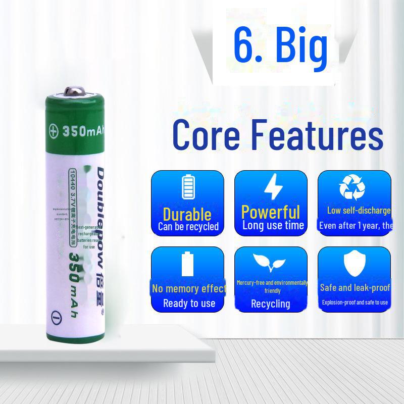 10440 3.7V Lithium Battery 350mAh for Flashlight and Mouse (Rechargeable).