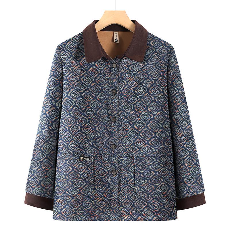 Dámská podzimní bunda plus size - styl babičky, pro střední věk a seniorky, zakrývající břicho