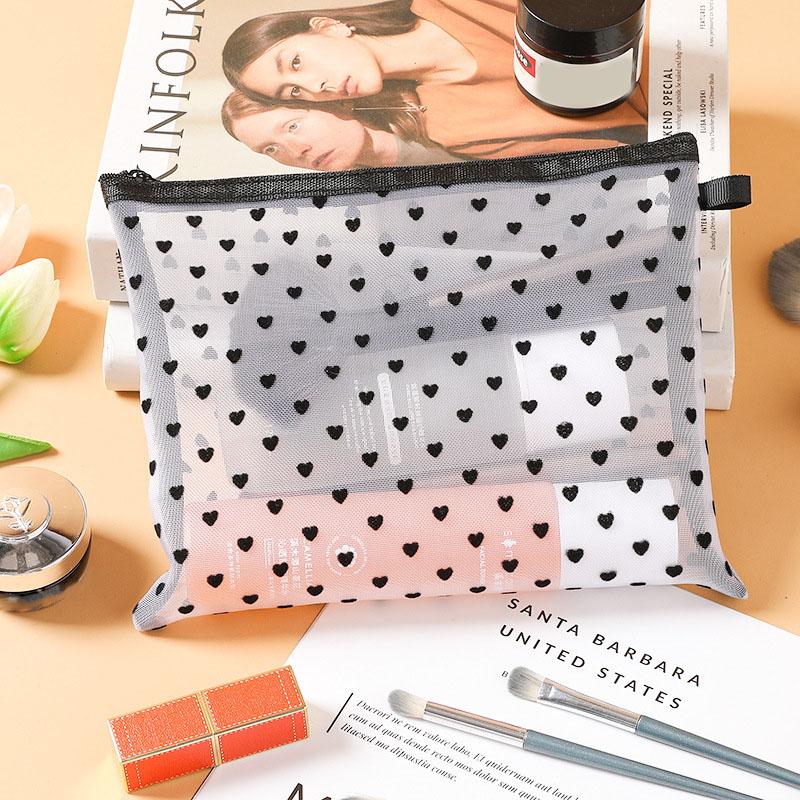 1pc Mesh Clear Cosmetic Bags Small Large Black Makeup Bag Women Travel Toiletry Organizer Lipstick Storage Pouch Pencil Case
