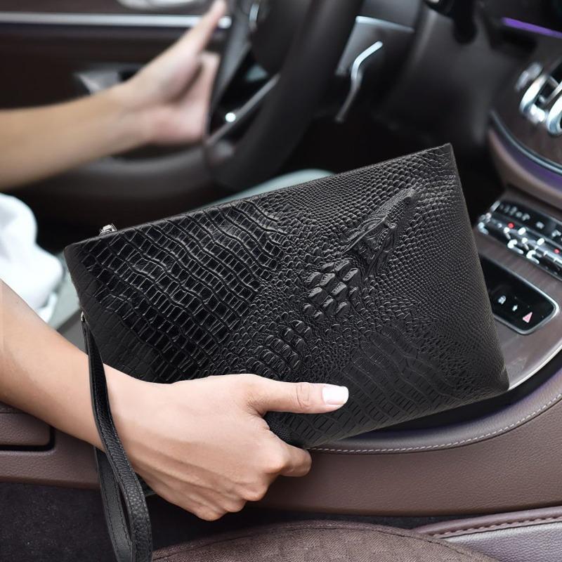 Leather alligator pattern clutch bag men s new fashion business multi-function multi-card clutch wallet No specifications чёрный