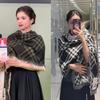 Zhang Jingyi Plaid Cashmere Scarf - Autumn/Winter 2025 Collection, Fashionable Casual Shawl.
