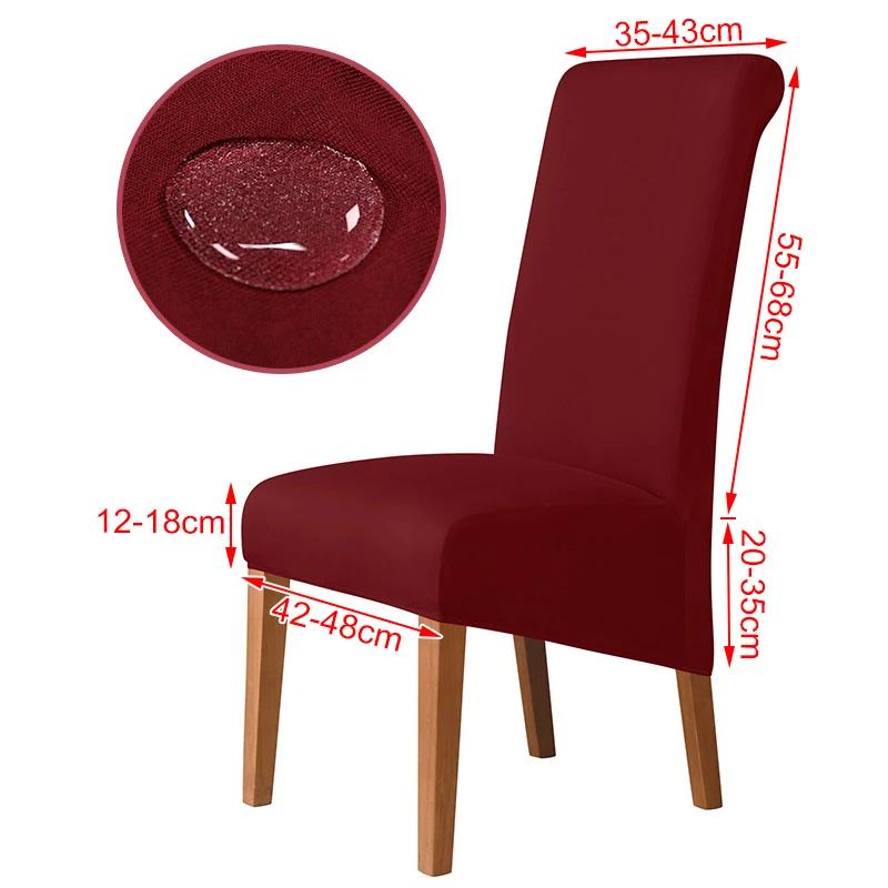 100%Waterproof Fabric Chair Cover Elastic XL Size Slipcover Solid Color Long Back Chair Covers Washable For Kitchen Home Hotel