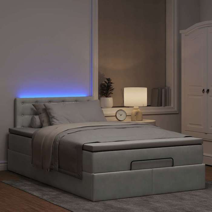 Maison Exclusive - Lit ottoman avec matelas et LED gris clair 120x190cm velours
