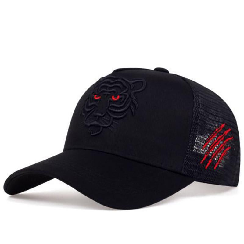 Summer Tiger Head Hat Men's Breathable Big Head Purse Seine Hat High Top Embroidered Baseball Cap Sunscreen Shade Cap
