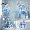 Christmas Window Clings Snowflakes Santa Static Sticker, Waterproof PVC Winter Festive Home Ornaments Decal, Decorative Removable Cling for