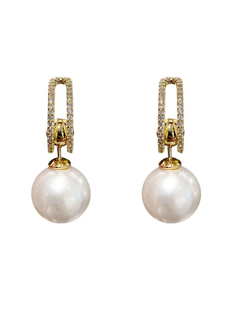 

1 Pair New Style A Multi-wear Light Luxury High-end Earrings Temperament Pearl Sparkling Earring Female Net Red Trendy