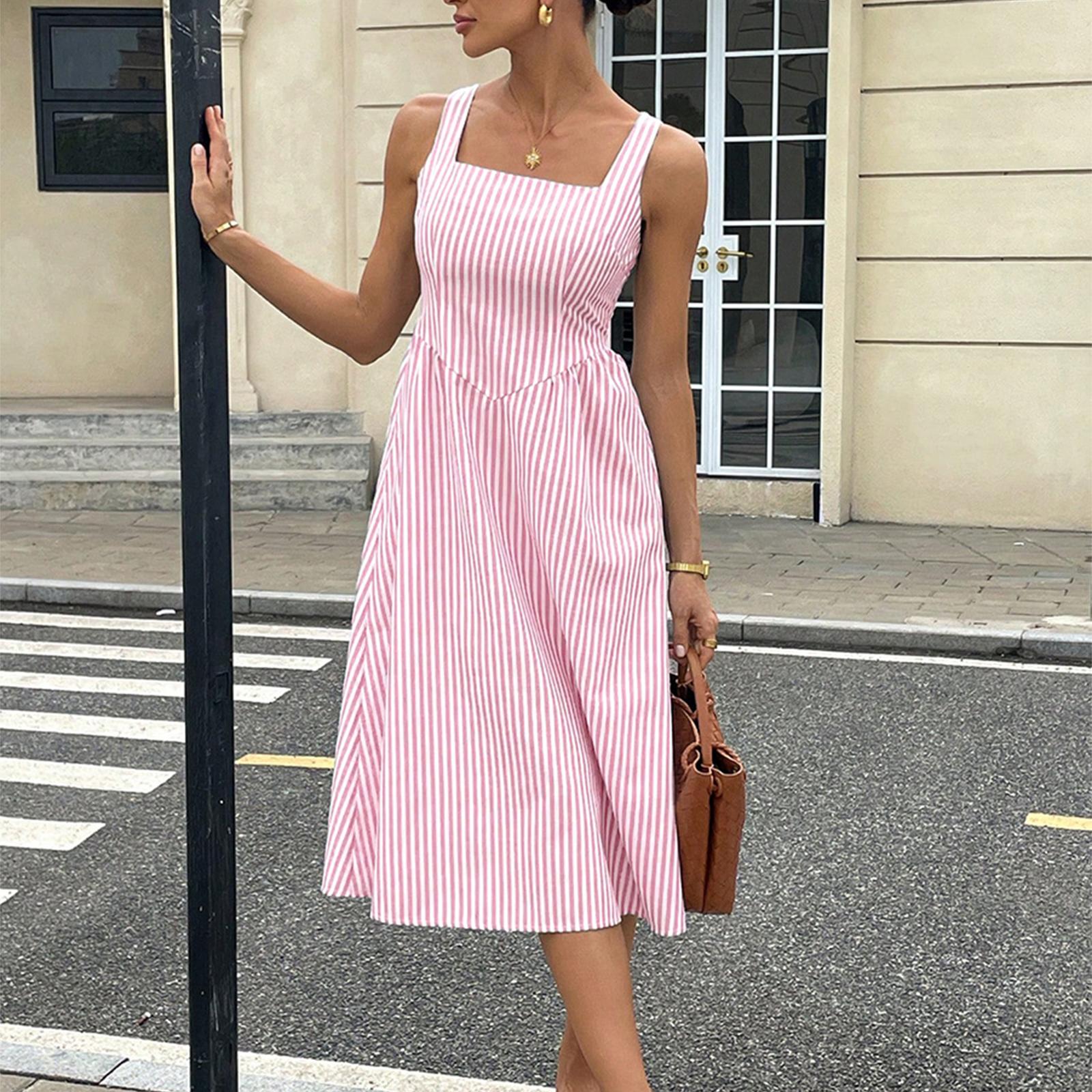 

Ladies Fashionable Casual Striped Dress XL