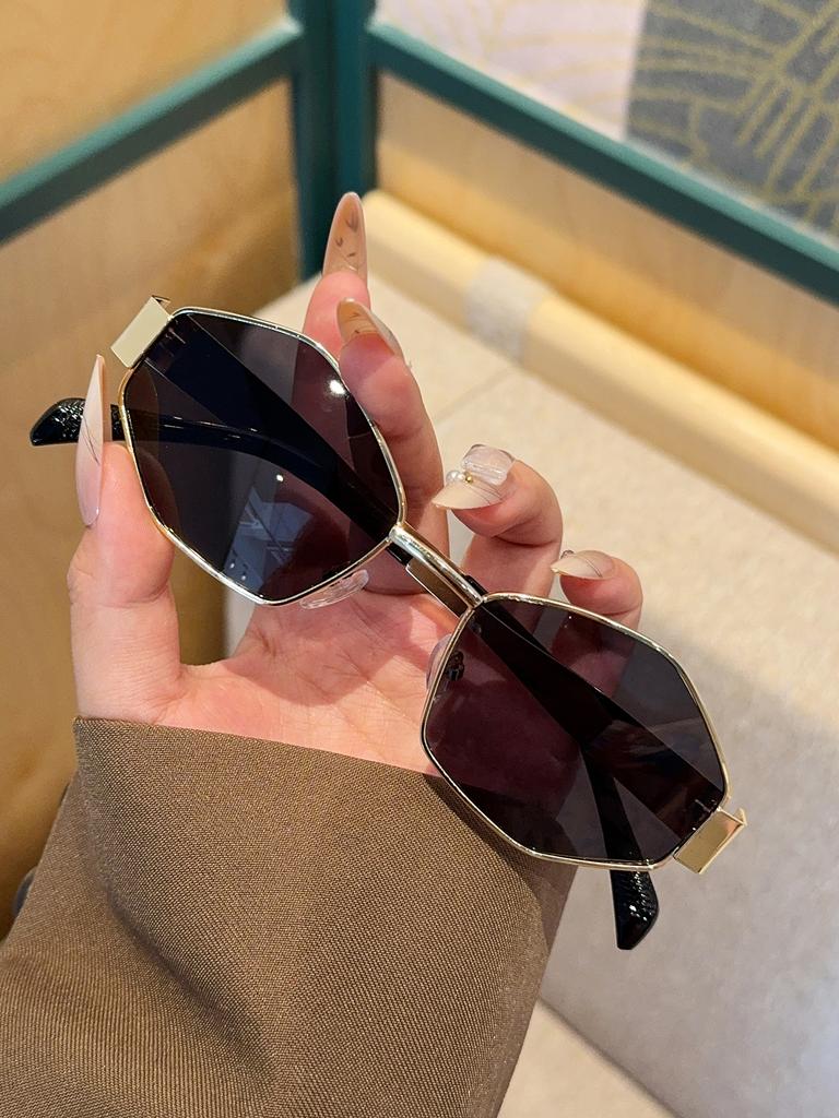 1Pc Fashionable Geometric Glass Frame Personalized High-End Metal Fashionable Trendy Glasses Fashionableable Versatile Decorative Accessories