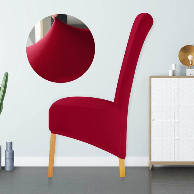 

Printed Chair Cover High Elasticity Xl Size Long Back European Seat Protector Beautiful Comfortable Chair Protector Hotel Party Banquet for Home XL Size красный