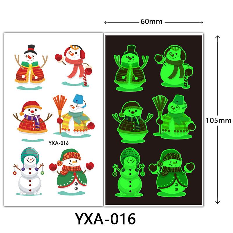 Christmas Luminous Tattoo Sticker Glowing Waterproof Sweat Cute Cartoon Holiday Party Temporary Sticker