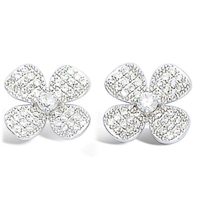 [L4659] - Silver 'Clover' Silver Earrings (rhodium-plated) - 12 Mm
