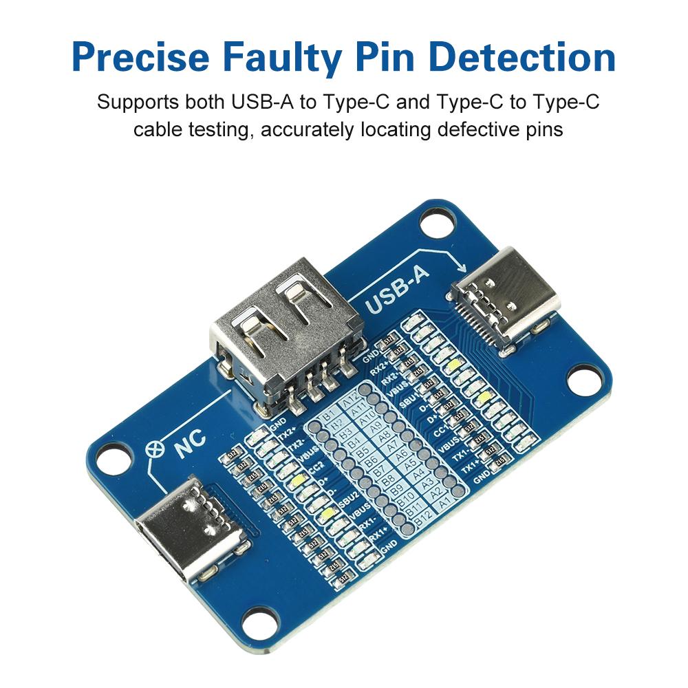 USB A to Type C/Type C to Type C Cable Checker 24-Pin Full Cable Detection Module Type C Fast Charging Wire Detection Tester