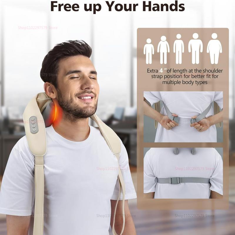 Neck Massager, Cordless Shiatsu Shoulder Back Massager with Soothing Heat, Electric Deep Tissue, for Neck,Waist, Traps, Back