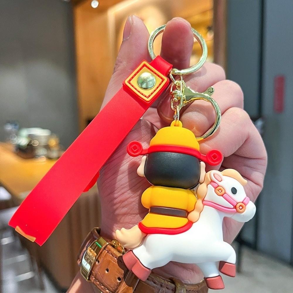 Chinese Style Cartoon Horse Bag Pendant Cute New Year Keyring Horse Year Keychain Chinese New Year