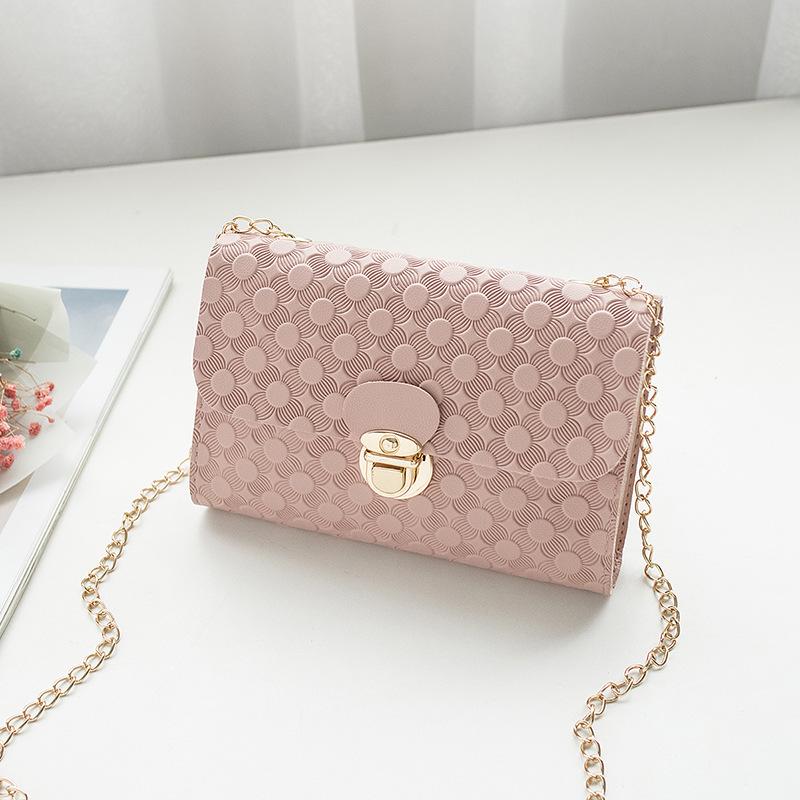 New women's bag, small square bag, shoulder messenger bag, lock bag, fashionable embossed mobile phone bag.