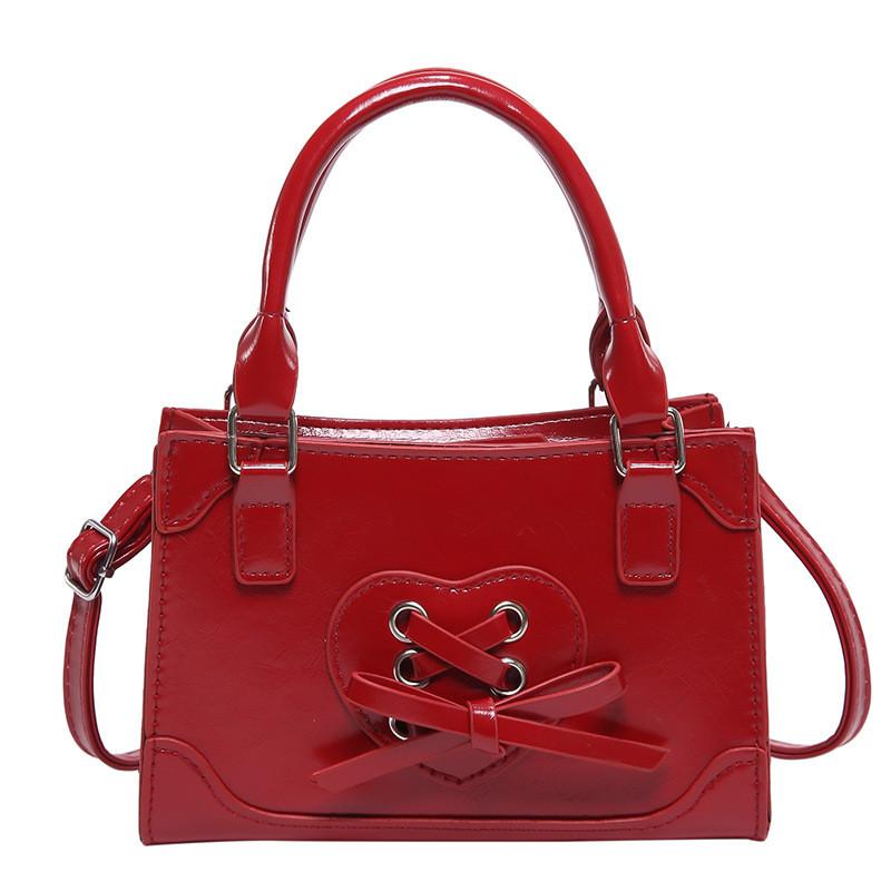 Chic Love Heart Handheld Small Square Bag For Women In Elegant Black White And Red For Fall Winter
