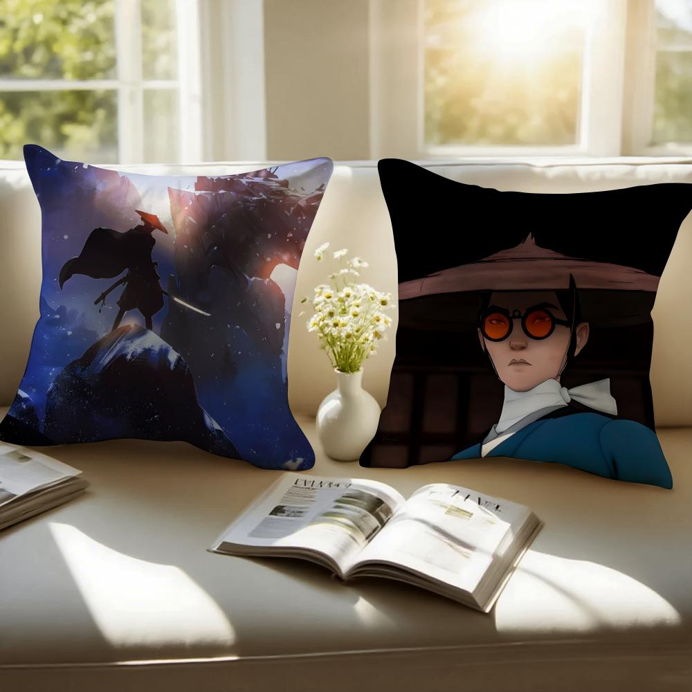 B-Blue Eye Samurai Cushion Cover Pillowcase Anti-Dustmite Invisible Zipper Short Plush Sofa Cushion