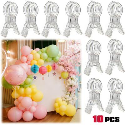 5/10pcs 3.5 Inch Heavy Duty Transparent Plastic Spring Clamps | Multipurpose Balloon Arch Clips for Backdrop Fixing