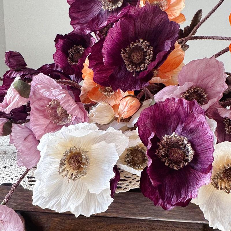 Wu Li Höst Flockad Vallmo Konstgjorda Blommor (5 st)