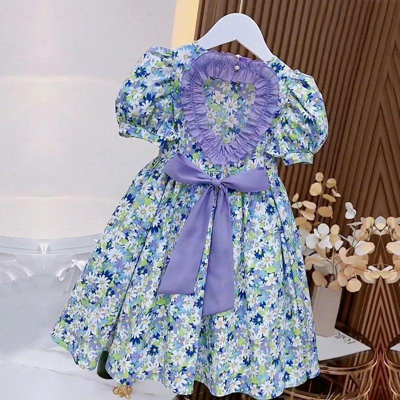 Girls' Summer Floral Dress Fresh Princess Dress Girls' Fashion Version Backless Dress