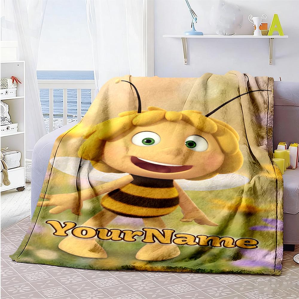 Biene Maja Customize Text Blanket Cozy Customizable Blanket Comfortable for Livingroom Office Office Chair Picnics All-Season Use