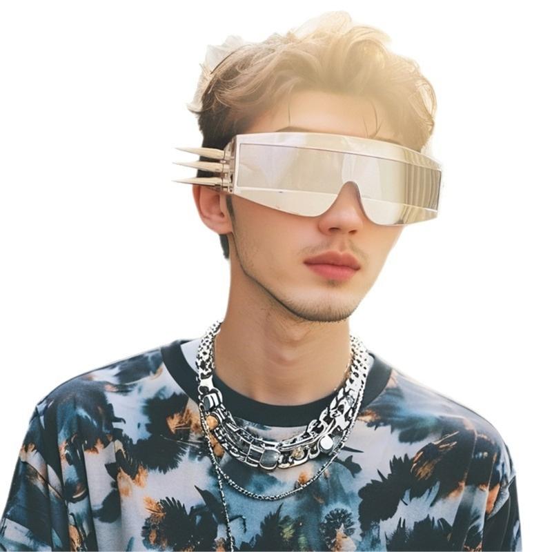 Punk-Sonnenbrille mit Nieten, Sonnenschutz, leichter PC-Rahmen, Cosplay-Brille für Outdoor-Partys, modisches Accessoire