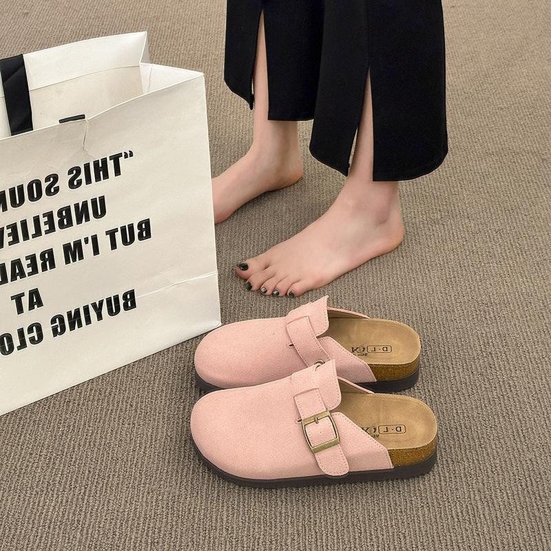 Frosted leather retro bag soft sole women's shoes round head shoes summer one pedal pregnant mother non-slip slipper head