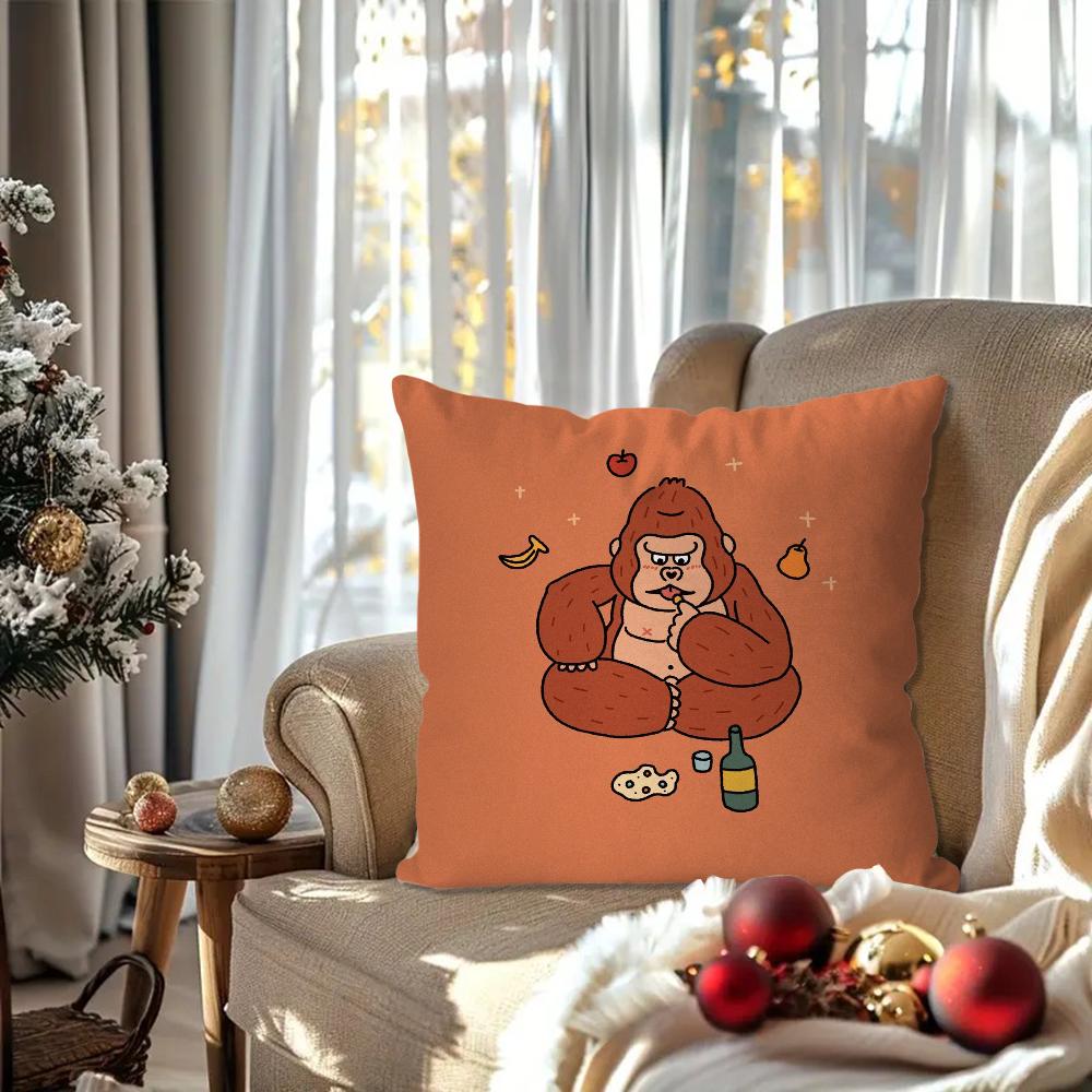 G-Gorilla Creative Cartoon Animation Pillow Case Square Pillow Bedroom Sofa Leisure ComfortCar Living Room Home Decoration 40X40