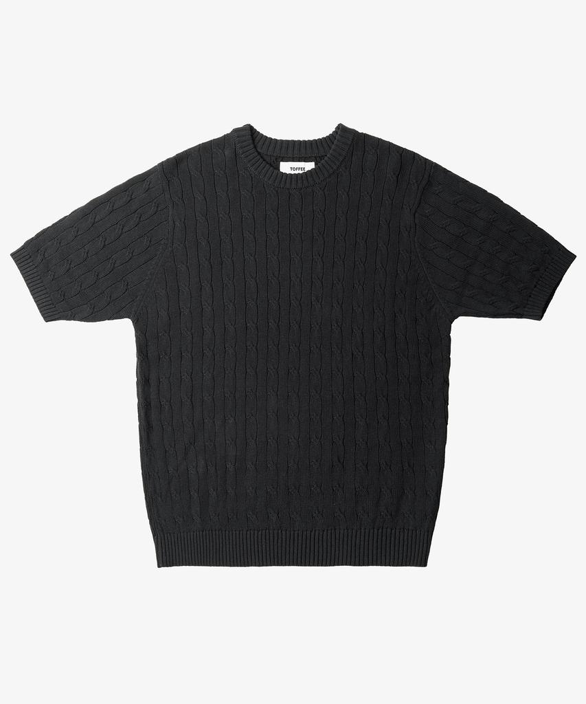TOFFEE [2Pack] Classic Cable Round Neck Half Knit (5 Colors)