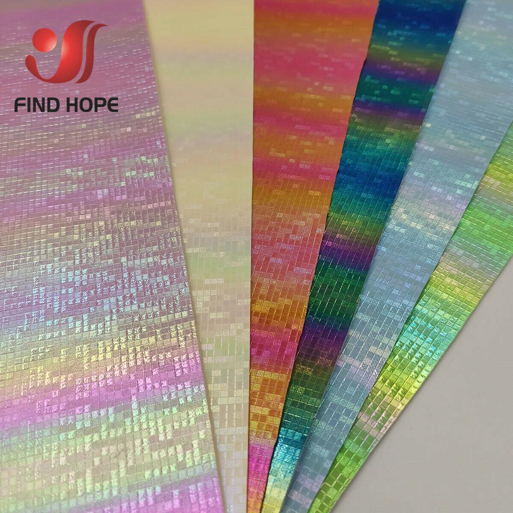 MOSAIC Laser Iridescent PU Leather Fabric Gradient Faux Synthetic Sewing Handmade Material DIY Waterproof Craft Bags Bows Sheet