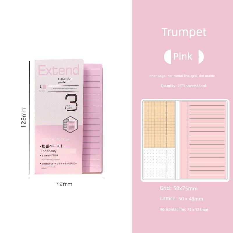 

Grade Three Class Two Expansion Sticky Notes Student Small Strip Sticky Notes Supplement Note Paper Portable Tearable Notebook [25*3] Small Size Pink