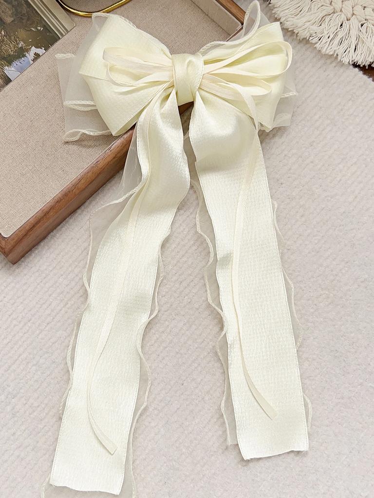 Lace Hair Bow Clip Coquette Fashion Bow Barrettes with Long Tail Ribbon for Women Christmas Valentines Wedding Prom Accessories