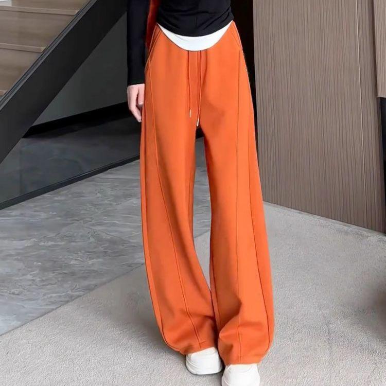 

Women s Orange-Red Wide-Leg High-Waisted Pants - 2025 Spring/Fall Collection M