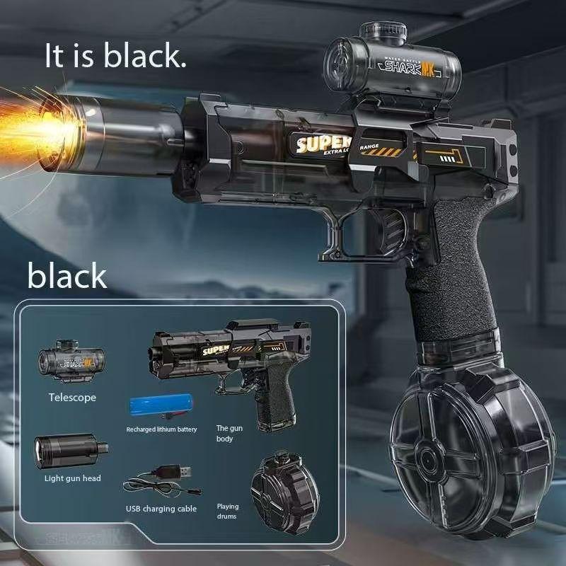 Non-Toxic New Electric Water Gun With Light Led Simulation Fire Sprays Flame Continuously High-Speed Powerful Shoot Outdoor Water Gun Toys