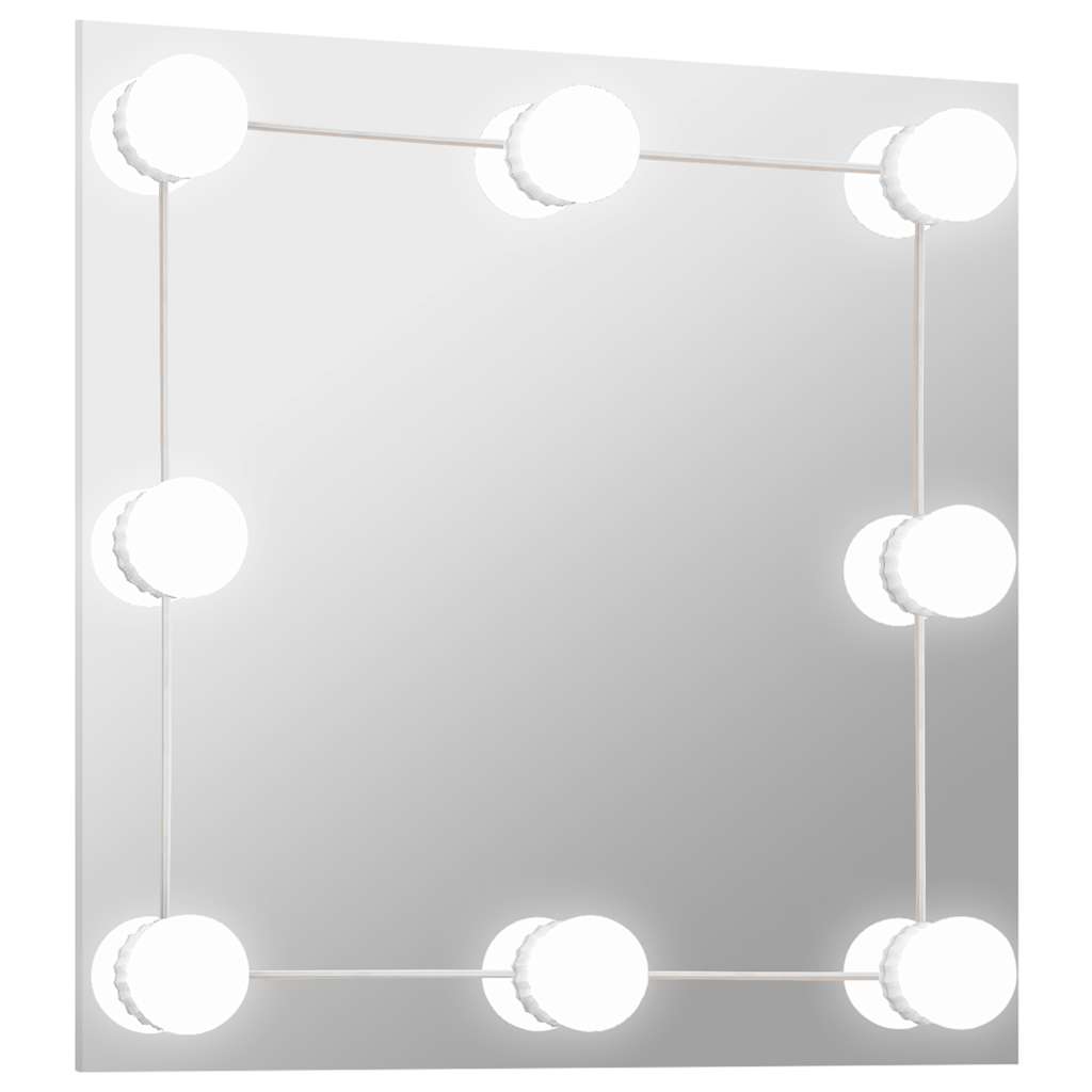 Vidaxl Wall Mirror With LED Lights, Square, Glass