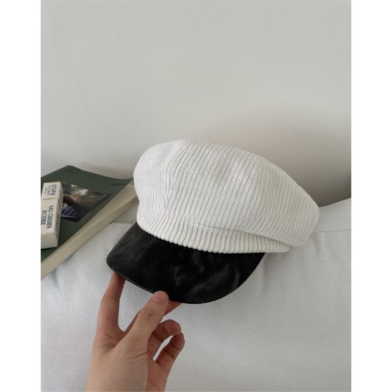 

Литературная ретро восьмиугольная шляпа для женщин на осень и зиму из вельвета и искусственной кожи, берет, шляпа, подчеркивающая лицо, шляпа-таблоид, шляпа британского художника Adjustable