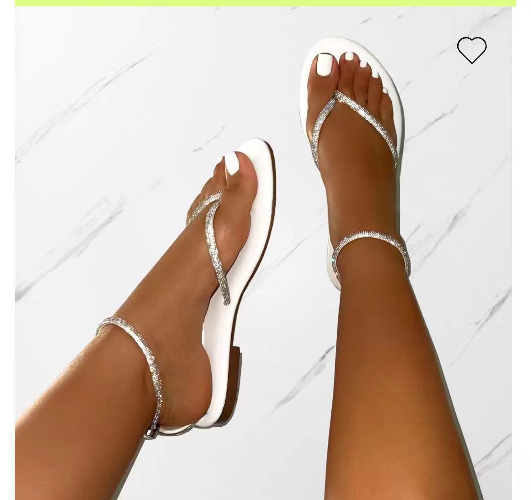 

2023 Plus Size Women’s Clip Toe Casual Flat Sandals - Summer Fashion Beach Shoes 38 білий