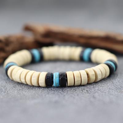 Boho Wood Beads Coconut Shell Blue Turquoise Patchwork Bracelet Men Women Handmade Beaded Braclets Outdoor Vintage Accessories